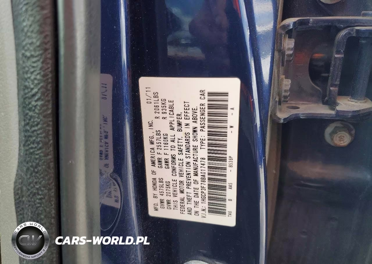 2011 Honda Accord Ex VIN:1HGCP3F78BA017478 - 13