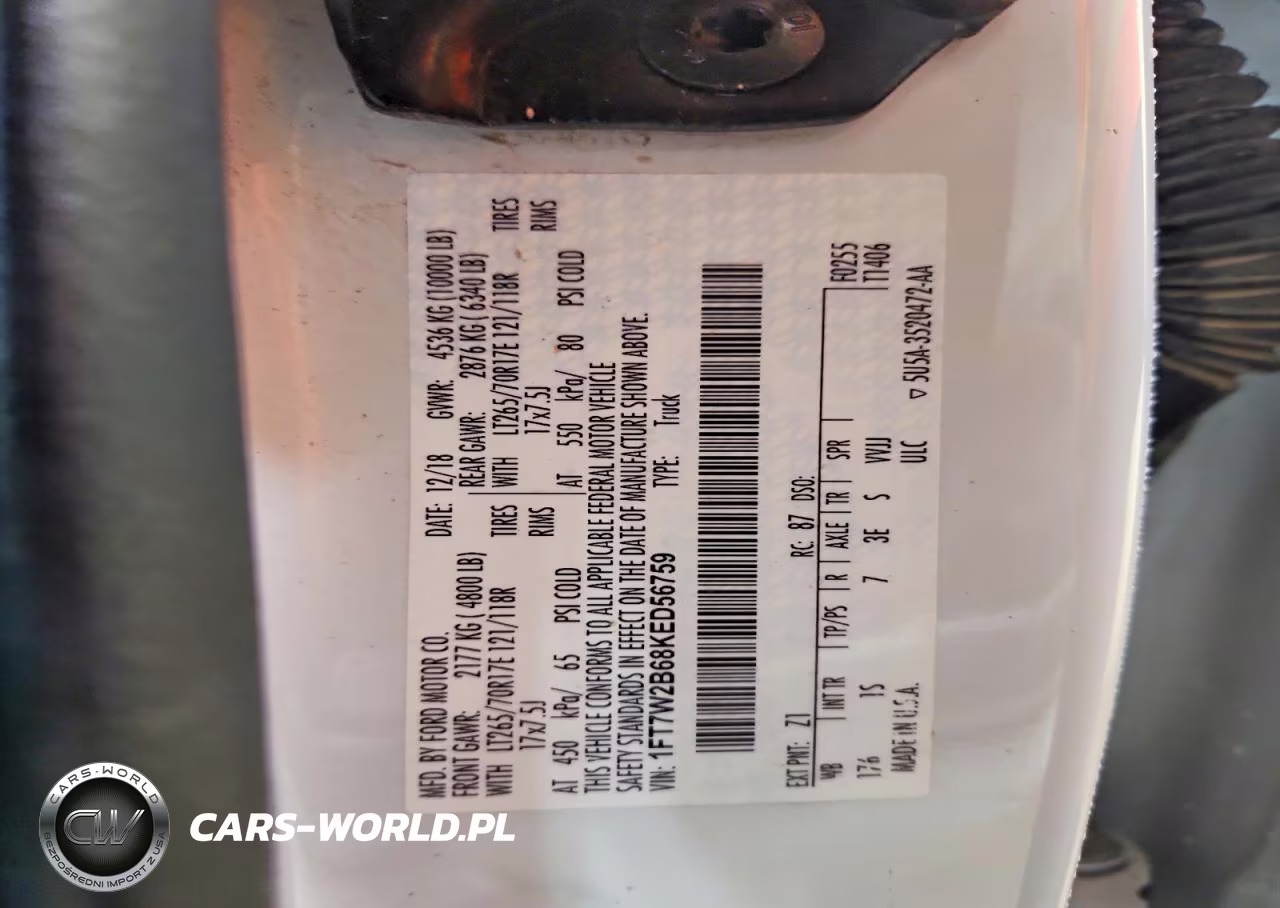 2019 Ford F250 Super Duty VIN:1FT7W2B68KED56759 - 12