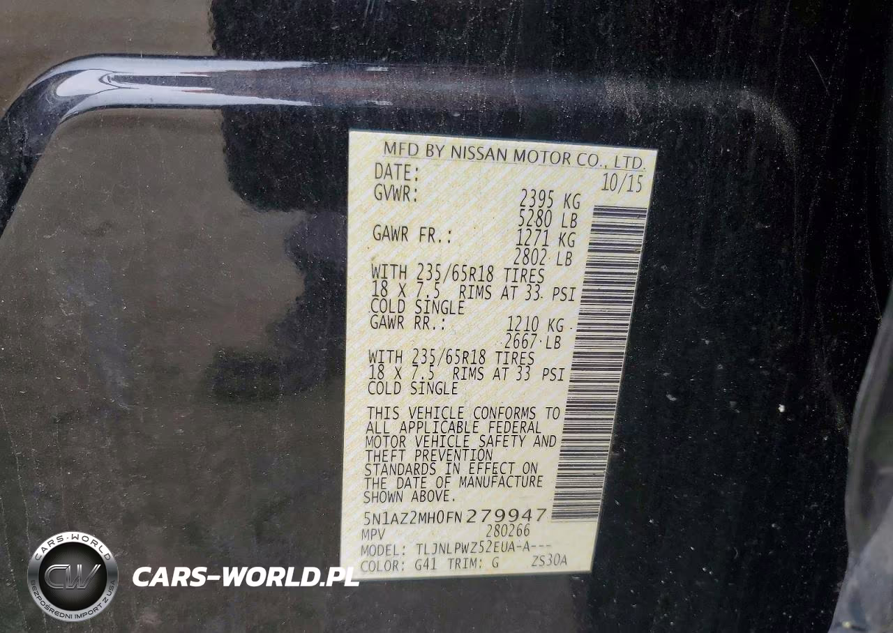 2015 Nissan Murano S VIN:5N1AZ2MH0FN279947 - 13