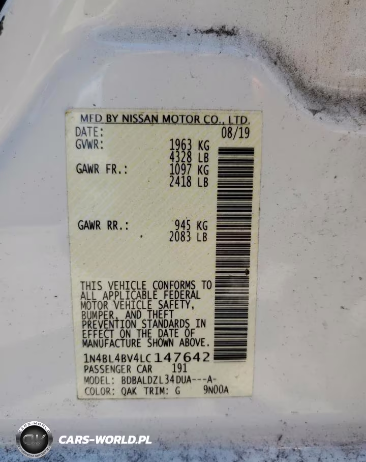 2020 Nissan Altima 2.5 S VIN:1N4BL4BV4LC147642 - 12