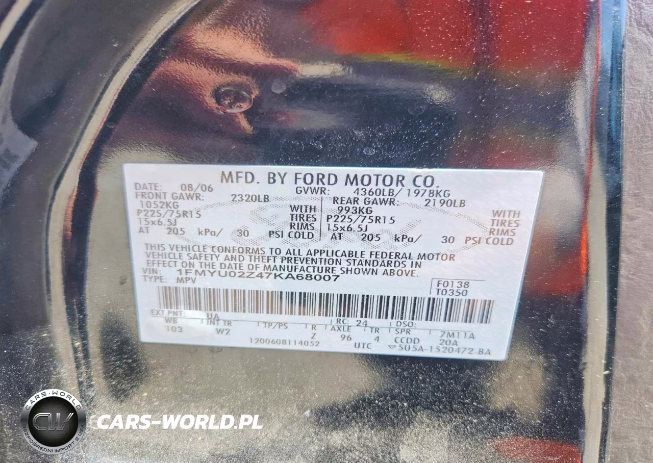 2007 Ford Escape Xls VIN:1FMYU02Z47KA68007 - 12