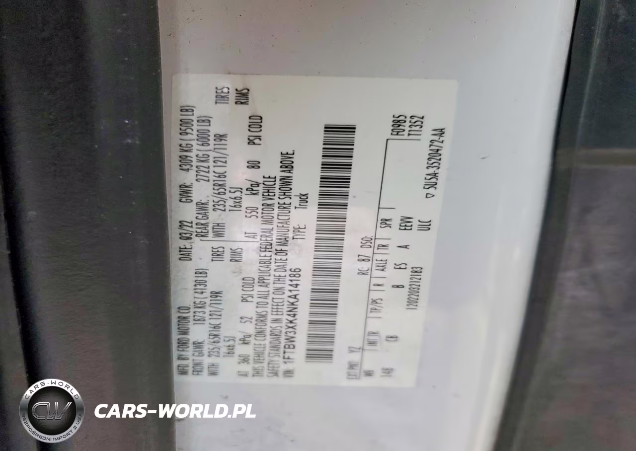 2022 Ford Transit T-350 VIN:1FTBW3XK4NKA14186 - 13