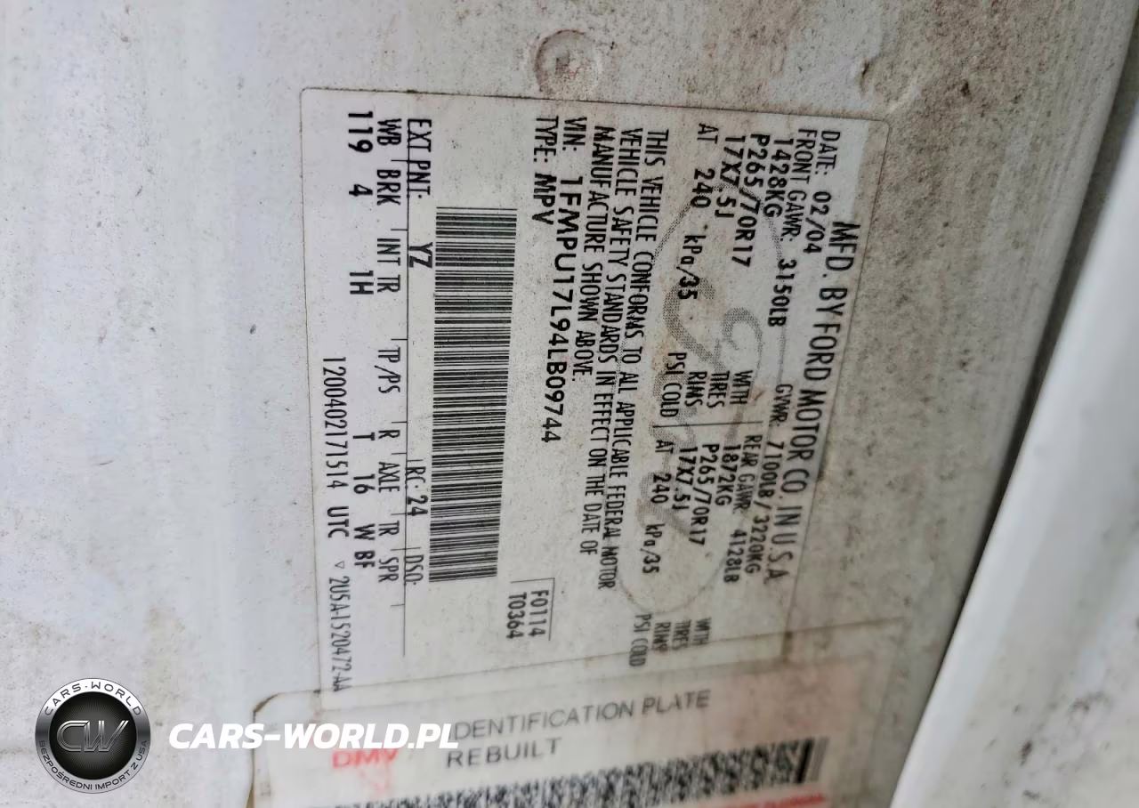 2004 Ford Expedition Eddie Bauer VIN:1FMPU17L94LB09744 - 13