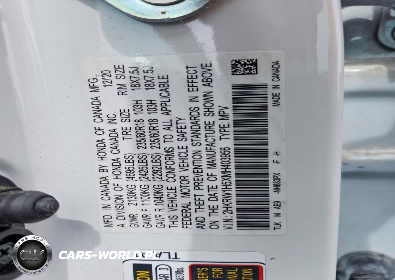 2021 Honda Cr-V Ex VIN:2HKRW1H5XMH403956 - 13