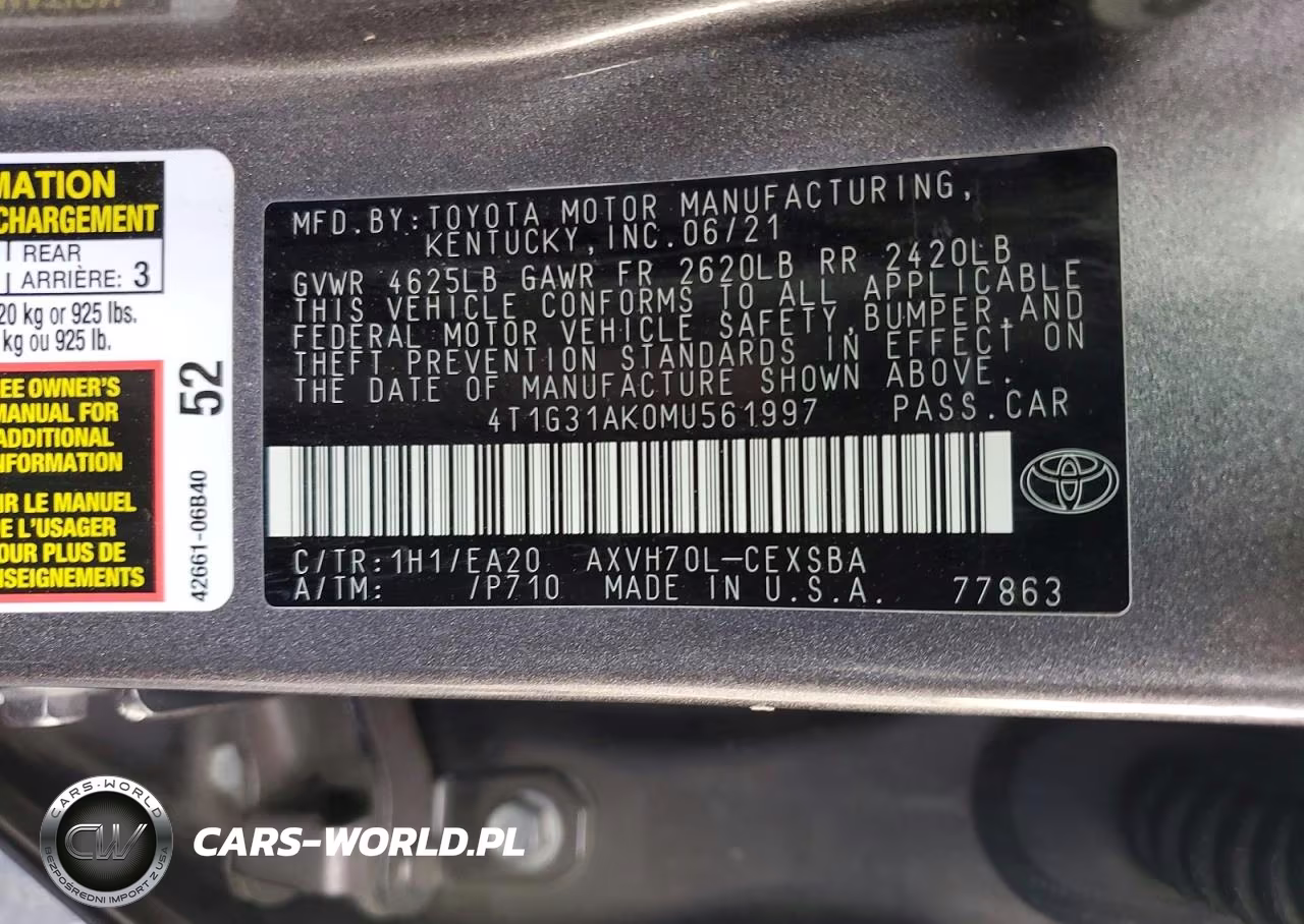 2021 Toyota Camry Se VIN:4T1G31AK0MU561997 - 13