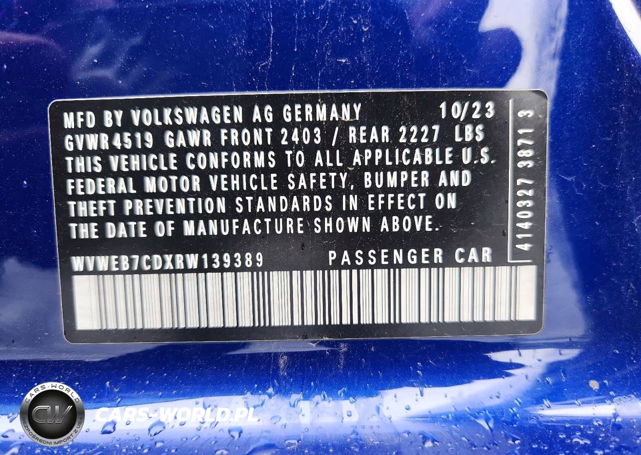 2024 Volkswagen Golf R VIN:WVWEB7CDXRW139389 - 12