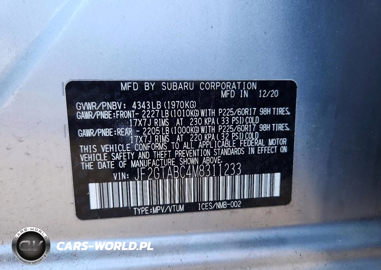 2021 Subaru Crosstrek VIN:JF2GTABC4M8311233 - 12