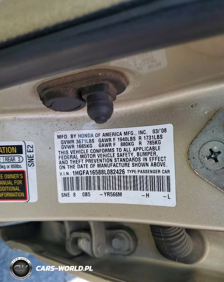 2008 Honda Civic Lx VIN:1HGFA16588L082426 - 12