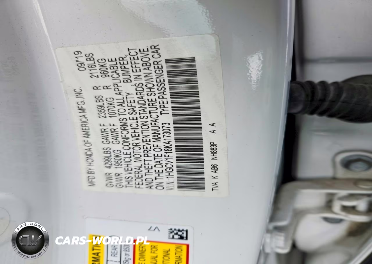 2019 Honda Accord Lx VIN:1HGCV1F18KA173073 - 12