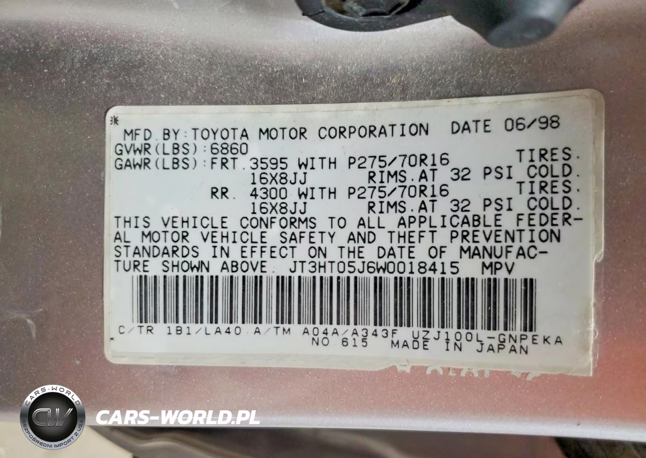 1998 Toyota Land Cruiser Base VIN:JT3HT05J6W0018415 - 13