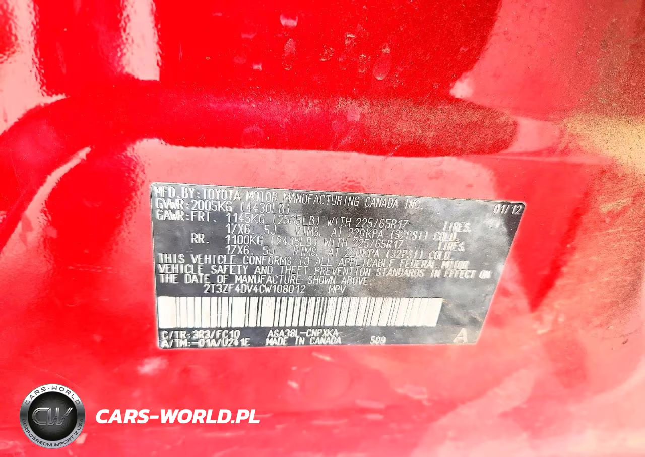 2012 Toyota Rav4 Base VIN:2T3ZF4DV4CW108012 - 13