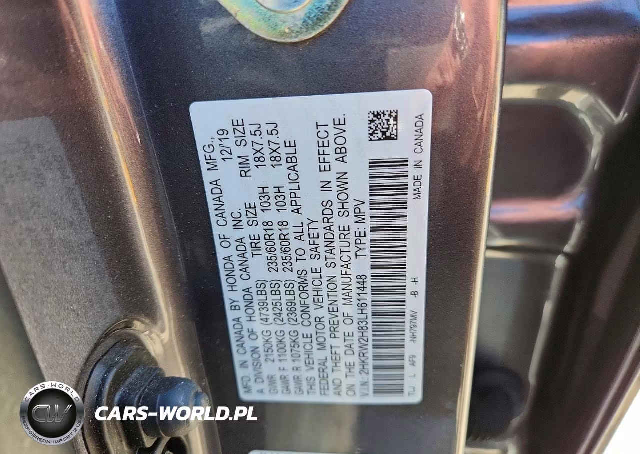 2020 Honda Cr-V Exl VIN:2HKRW2H83LH611448 - 13