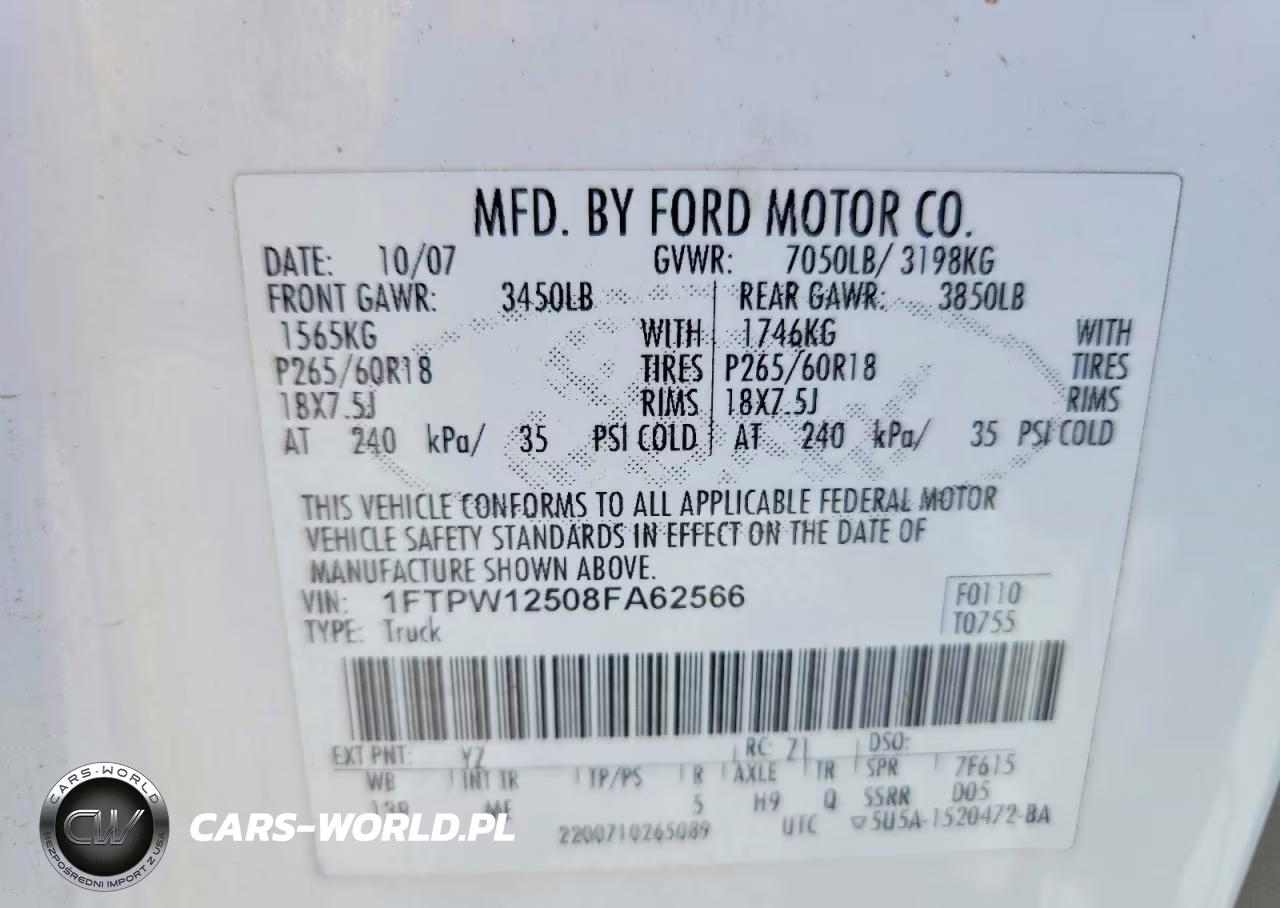 2008 Ford F150 Supercrew VIN:1FTPW12508FA62566 - 12