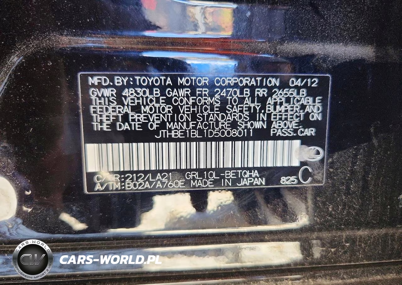 2013 Lexus Gs 350 VIN:JTHBE1BL1D5008011 - 13