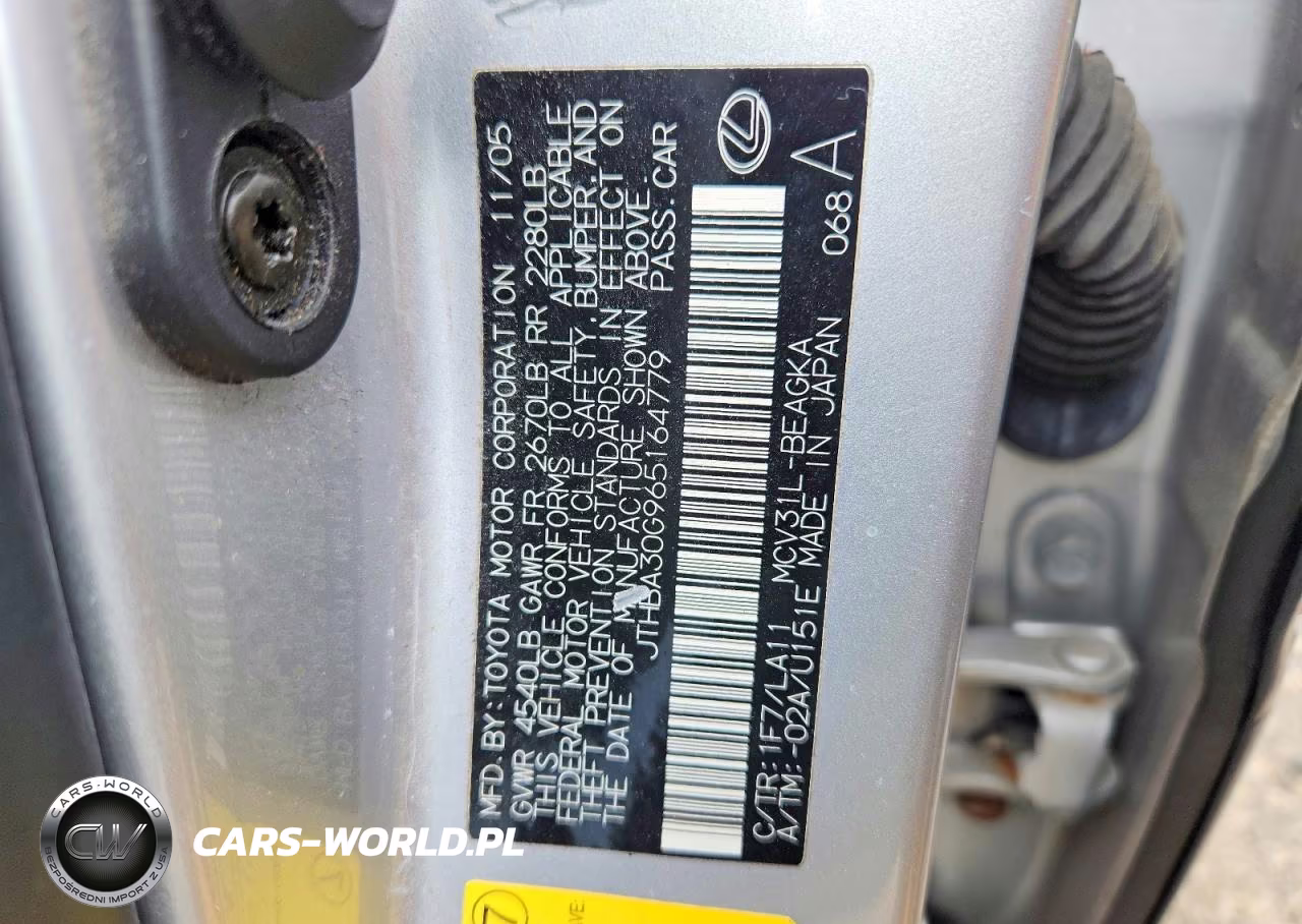 2006 Lexus Es 330 VIN:JTHBA30G965164779 - 12