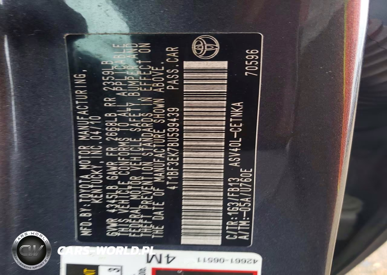 2011 Toyota Camry Base VIN:4T1BF3EK7BU599439 - 12