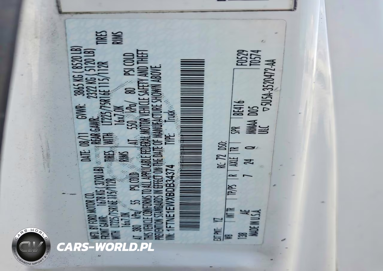 2011 Ford Econoline E150 Van VIN:1FTNE1EWXBDB34374 - 12