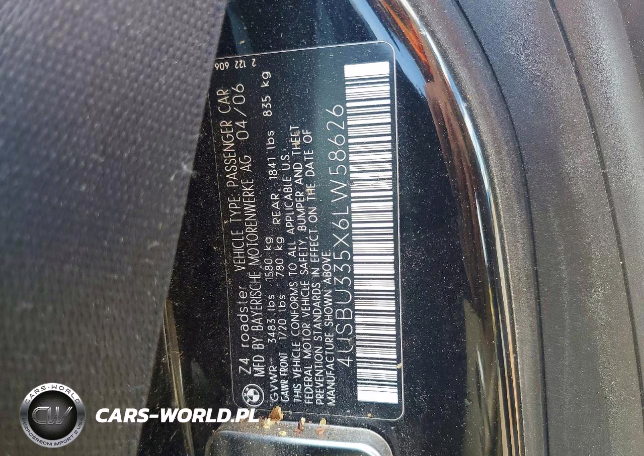 2006 BMW Z4 3.0 VIN:4USBU335X6LW58626 - 12