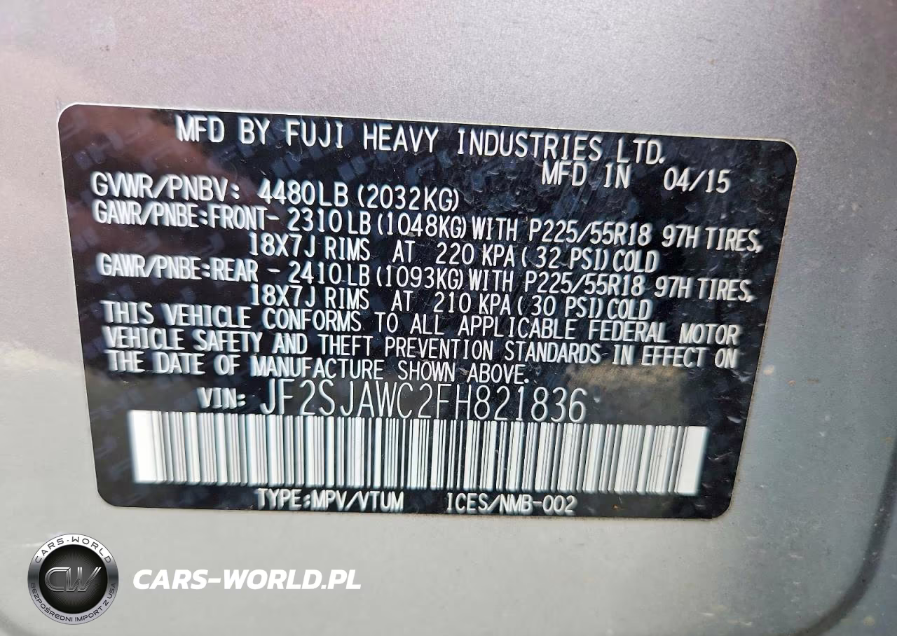 2015 Subaru Forester 2.5I Touring VIN:JF2SJAWC2FH821836 - 12