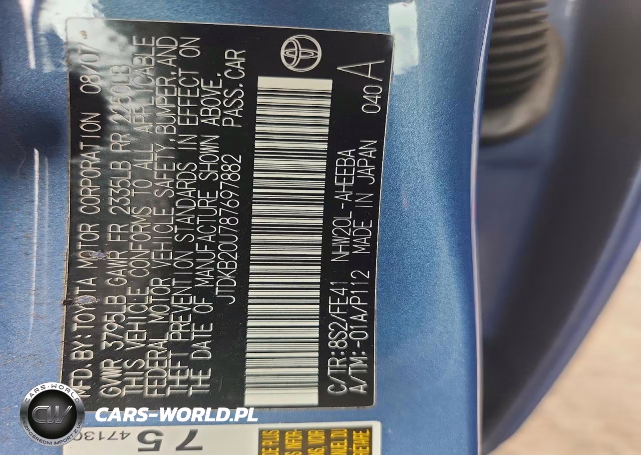 2008 Toyota Prius Base VIN:JTDKB20U787697882 - 12