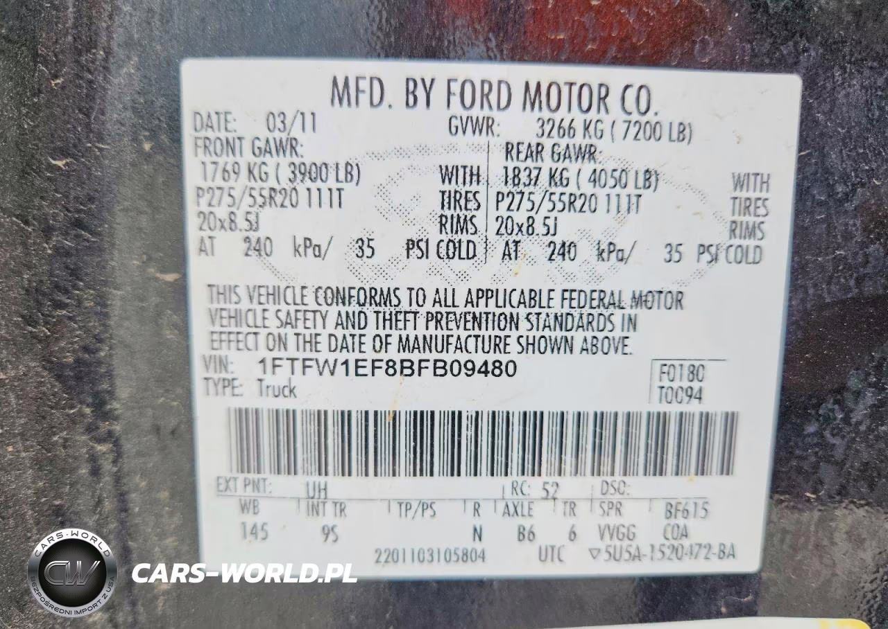 2011 Ford F150 Supercrew VIN:1FTFW1EF8BFB09480 - 13
