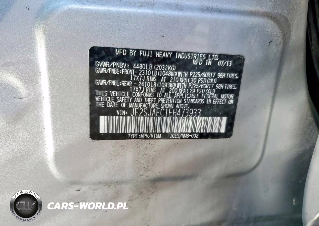 2014 Subaru Forester 2.5I Premium VIN:JF2SJAEC1EH473933 - 12