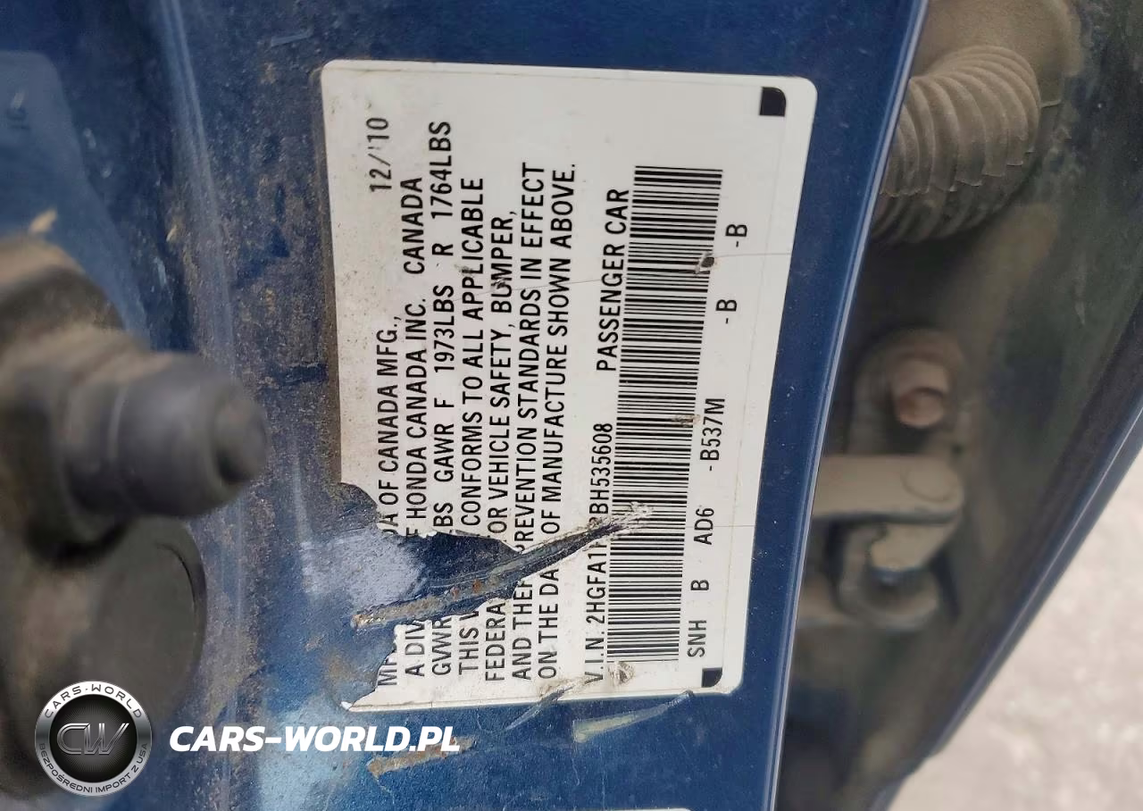 2011 Honda Civic VIN:2HGFA1F83BH535608 - 12