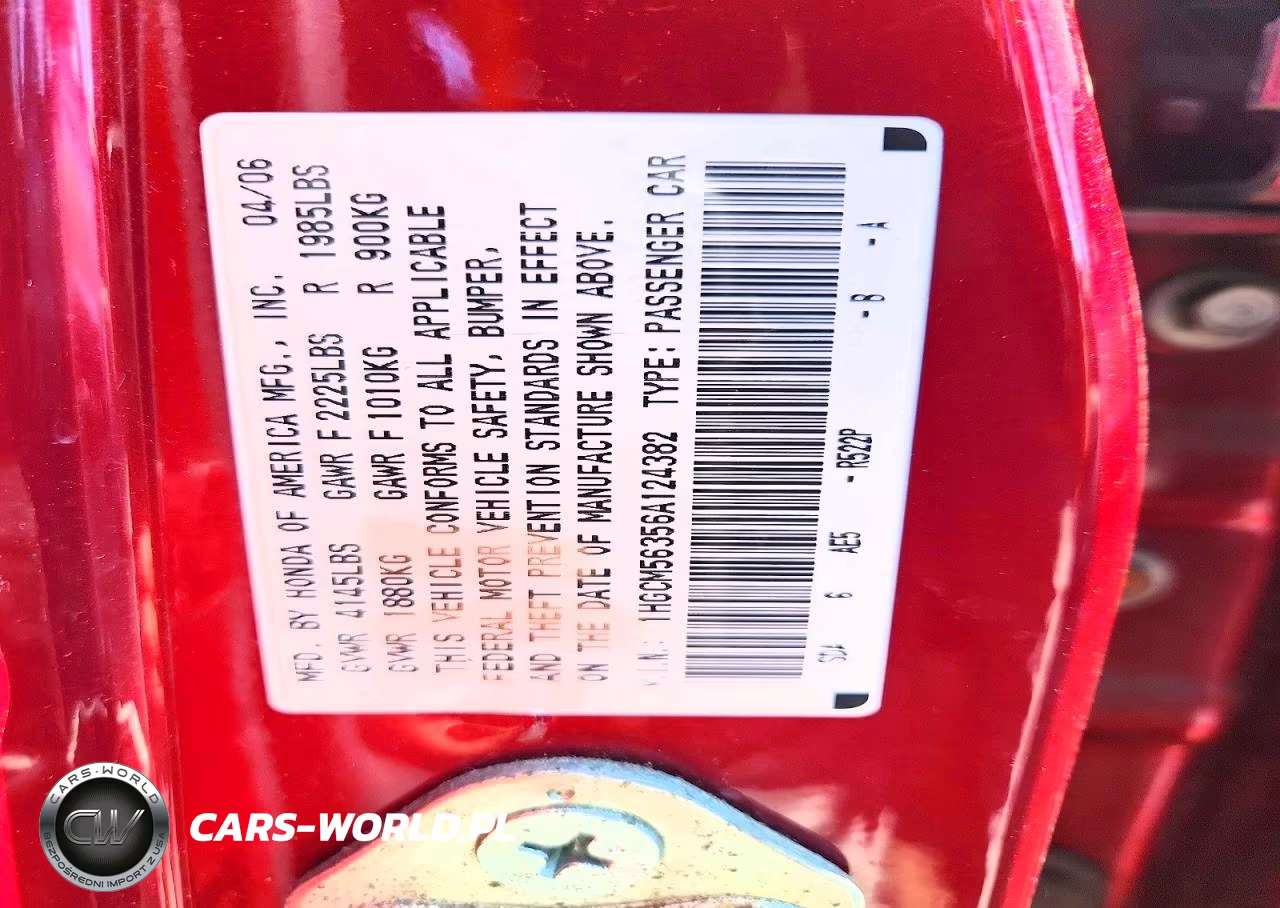 2006 Honda Accord Se VIN:1HGCM56356A124382 - 12