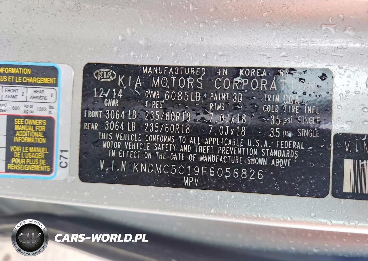 2015 Kia Sedona Ex VIN:KNDMC5C19F6056826 - 13