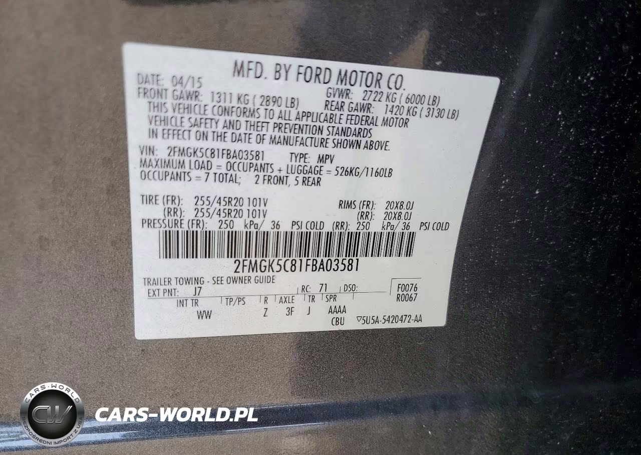 2015 Ford Flex Sel VIN:2FMGK5C81FBA03581 - 13