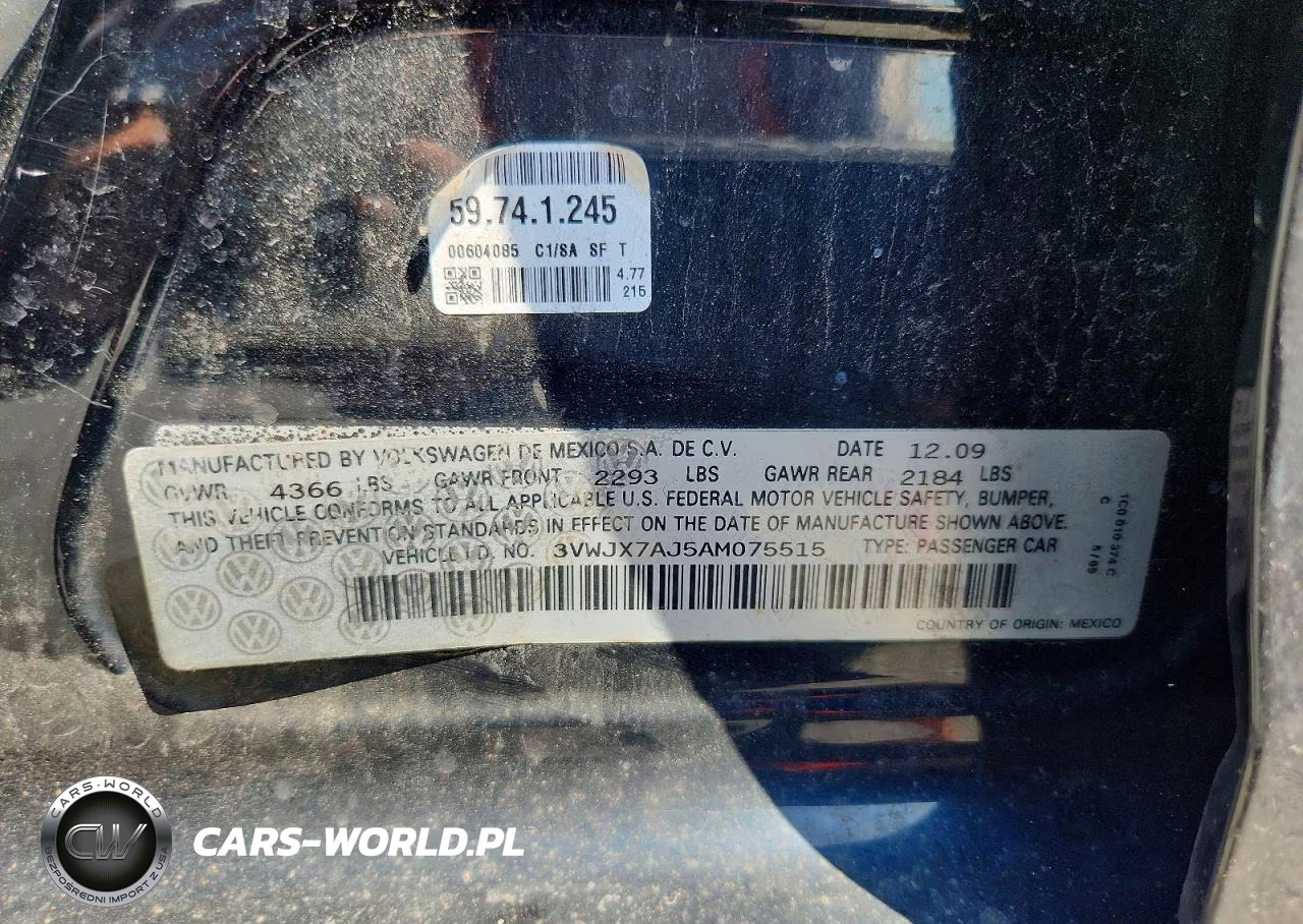 2010 Volkswagen Jetta S VIN:3VWJX7AJ5AM075515 - 10