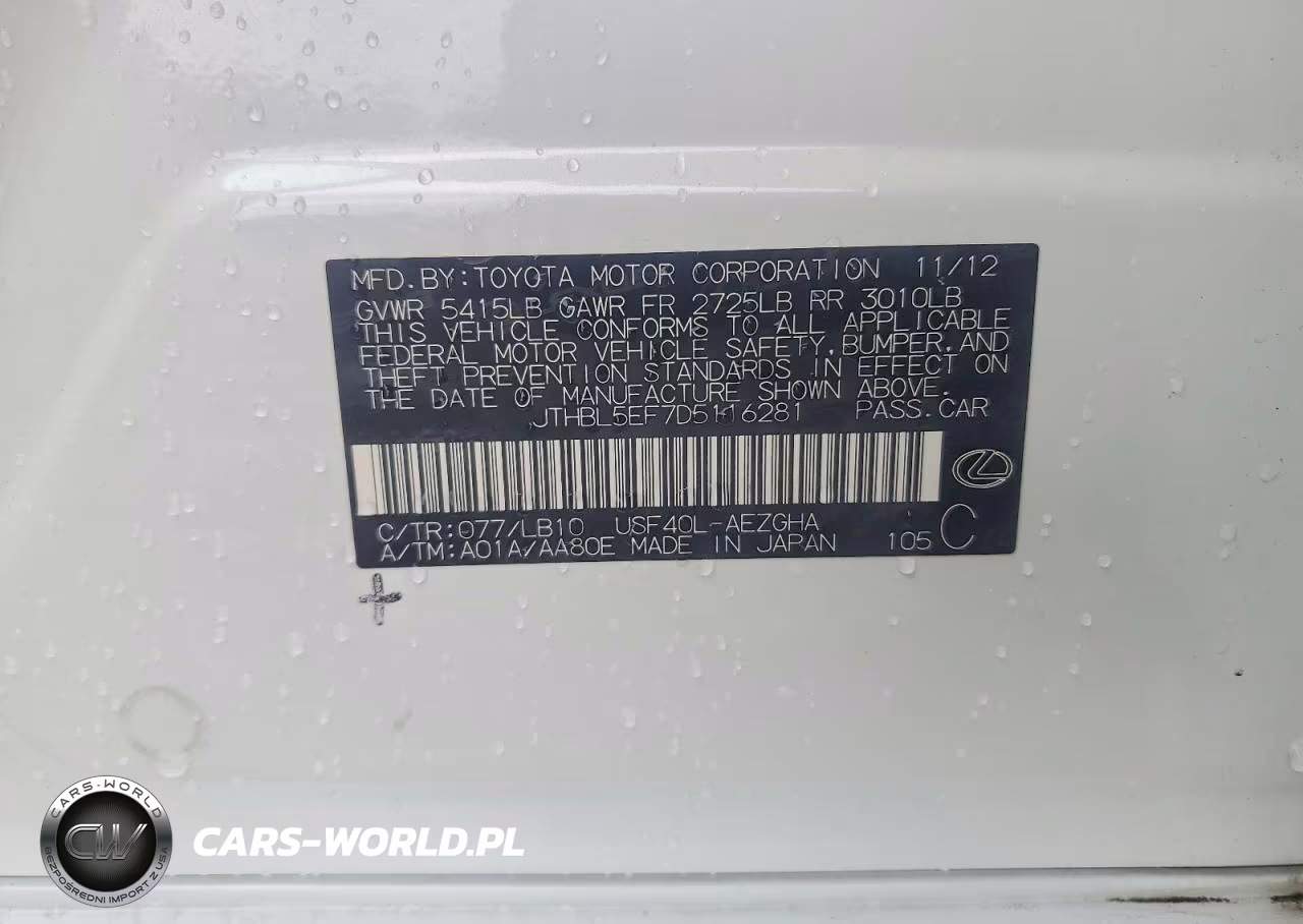 2013 Lexus Ls 460 VIN:JTHBL5EF7D5116281 - 12