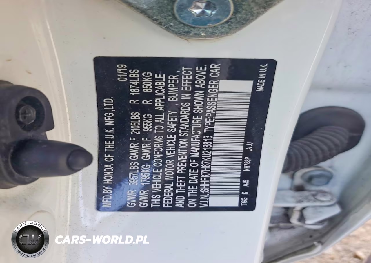 2019 Honda Civic Ex VIN:SHHFK7H67KU213813 - 13