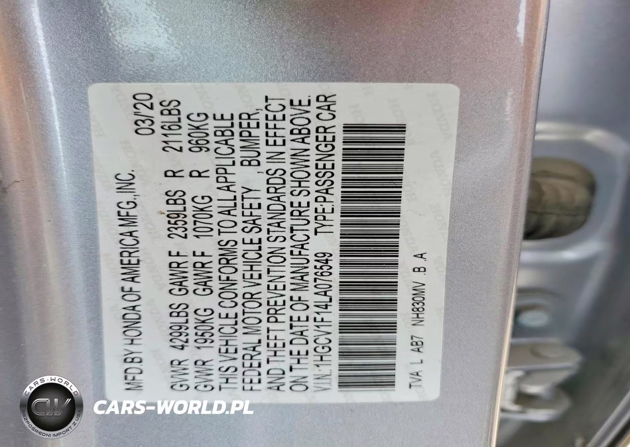2020 Honda Accord Lx VIN:1HGCV1F14LA076549 - 12