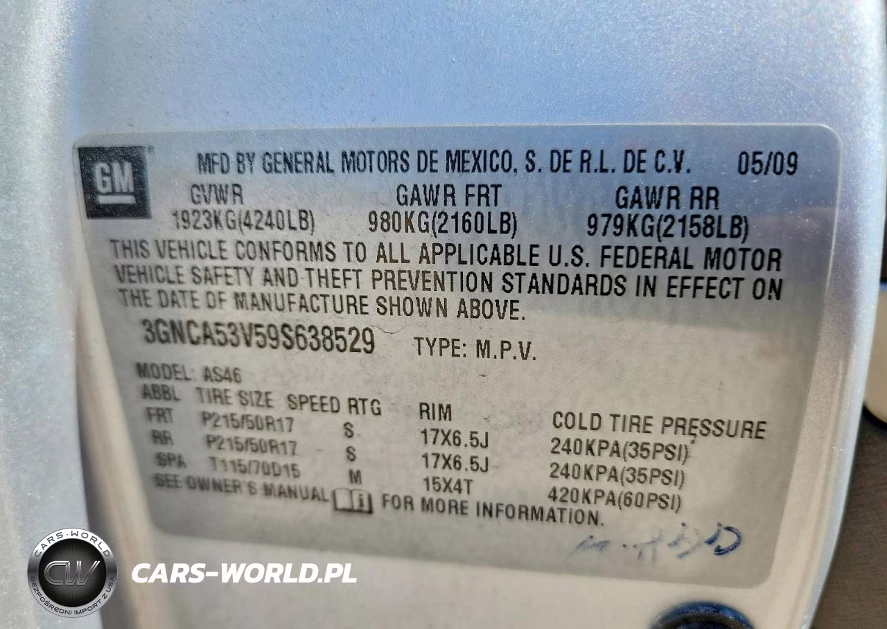 2009 Chevrolet Hhr Lt VIN:3GNCA53V59S638529 - 12