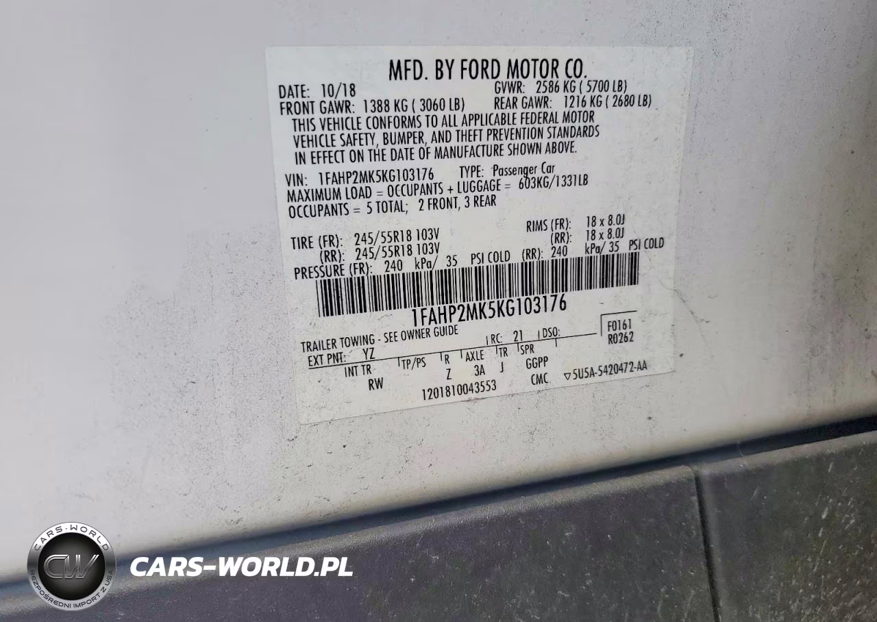 2019 Ford Taurus Police Interceptor VIN:1FAHP2MK5KG103176 - 12