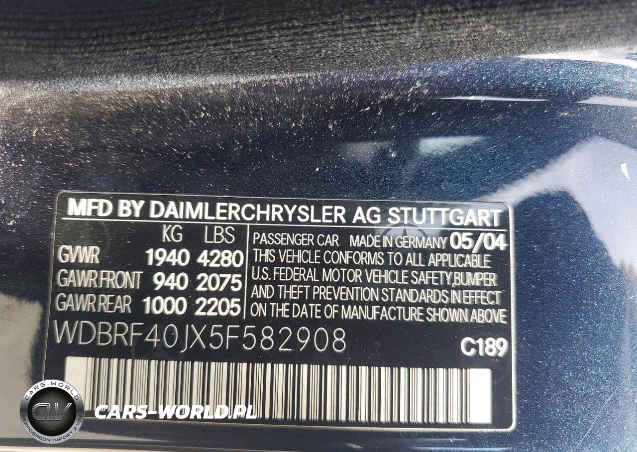 2005 Mercedes-Benz C 230K Sport Sedan VIN:WDBRF40JX5F582908 - 12