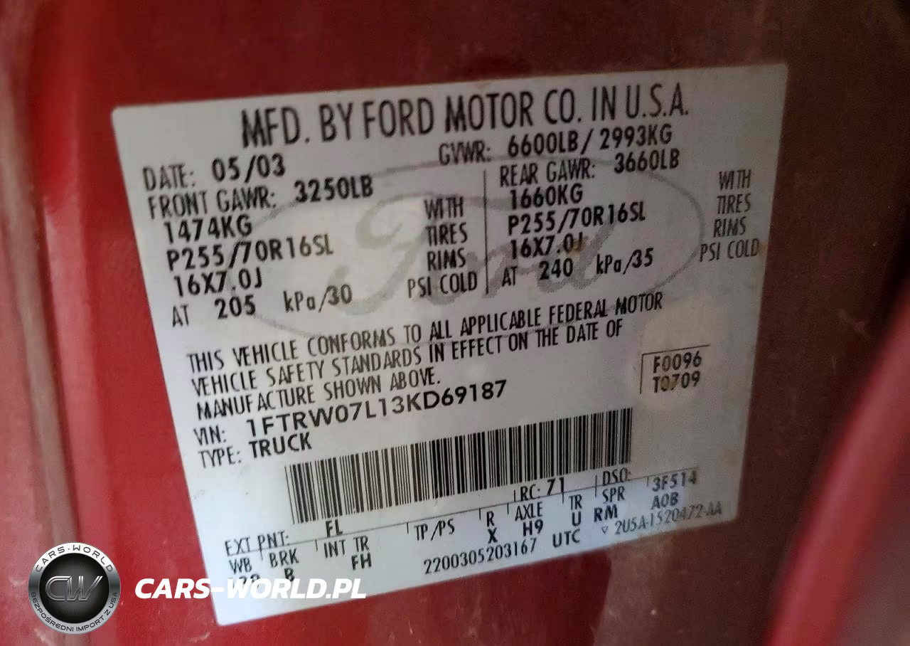 2003 Ford F150 Supercrew VIN:1FTRW07L13KD69187 - 12