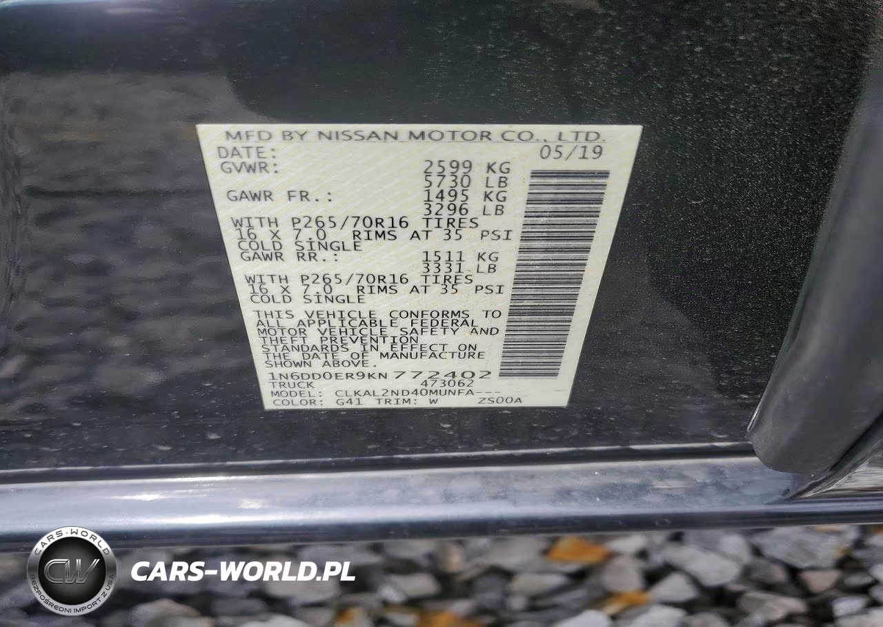 2019 Nissan Frontier Sv VIN:1N6DD0ER9KN772402 - 12