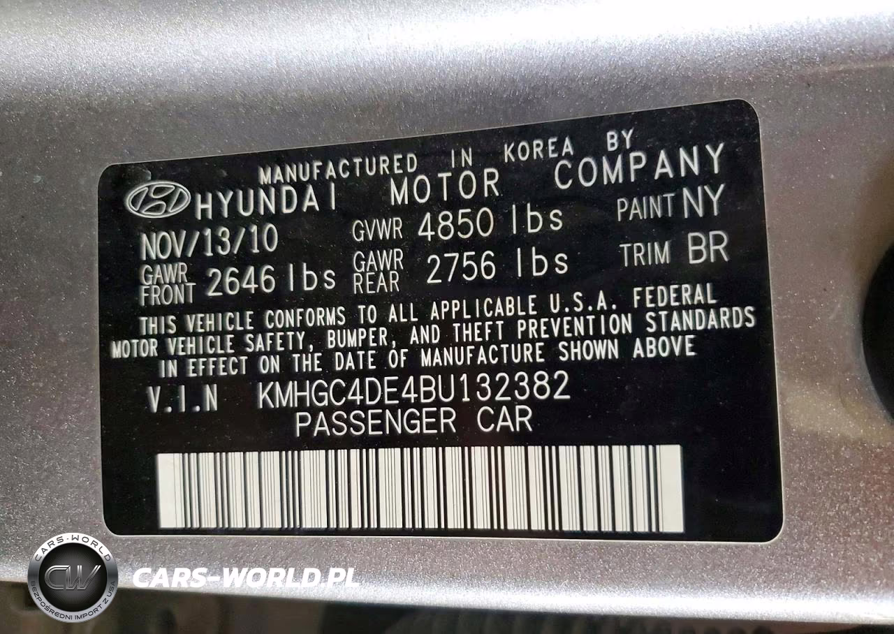 2011 Hyundai Genesis 3.8L VIN:KMHGC4DE4BU132382 - 13