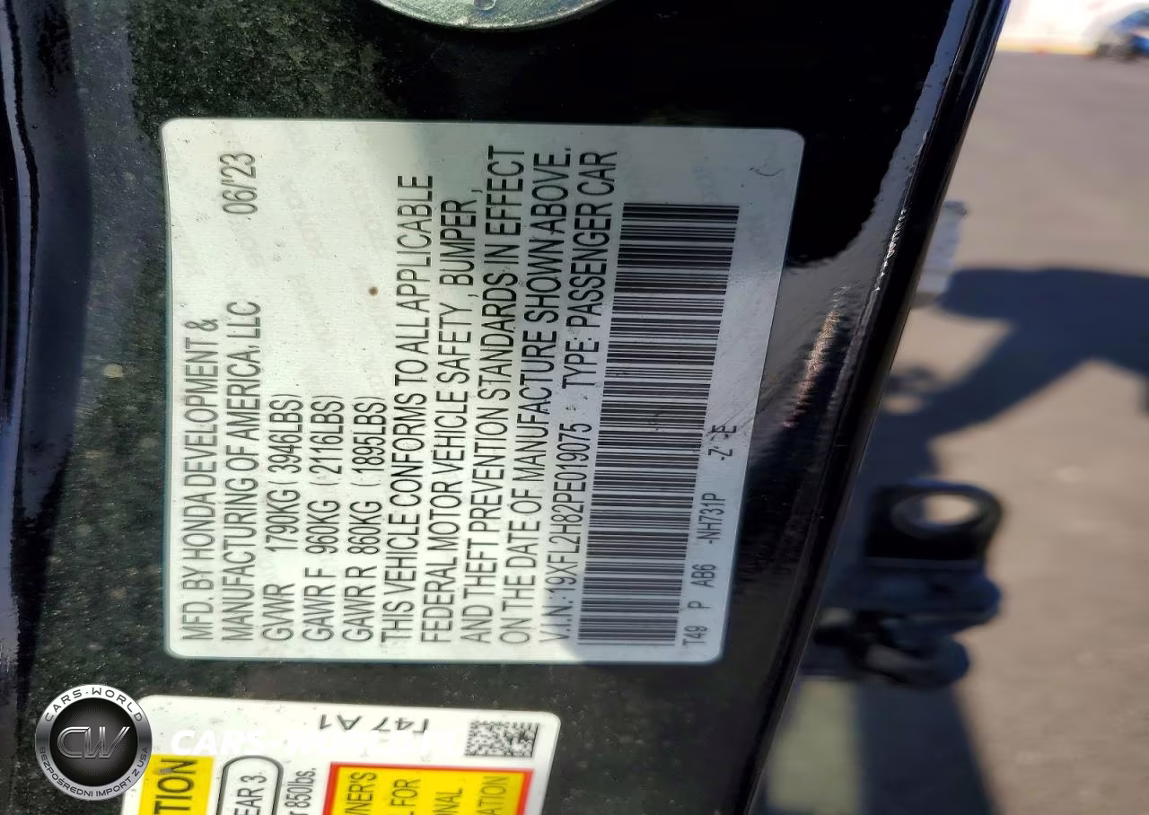 2023 Honda Civic Sport VIN:19XFL2H82PE019075 - 12