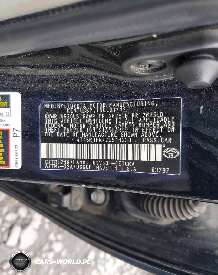 2012 Toyota Camry Xle V6 VIN:4T1BK1FK7CU511330 - 13