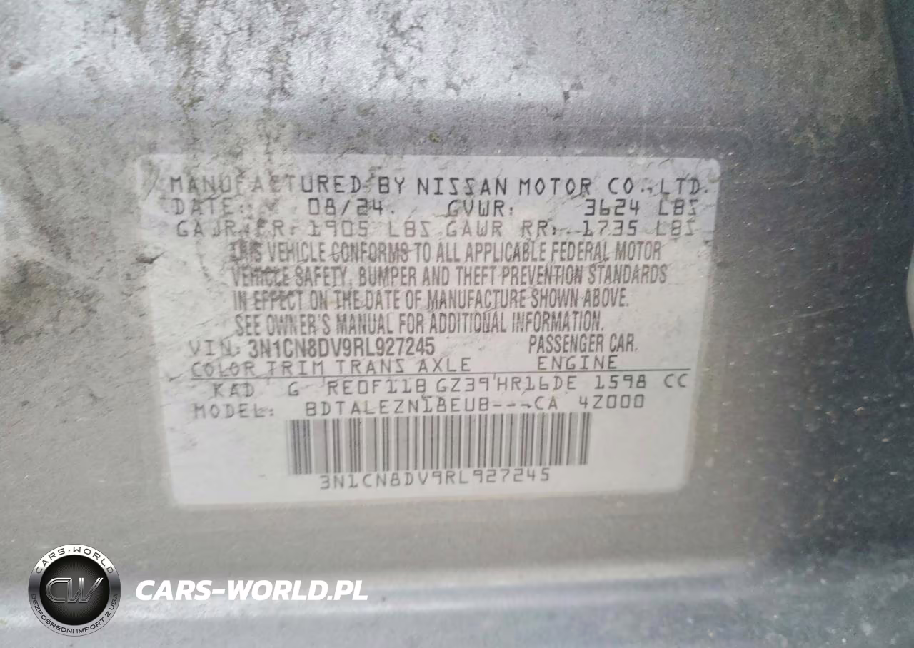 2024 Nissan Versa S VIN:3N1CN8DV9RL927245 - 12