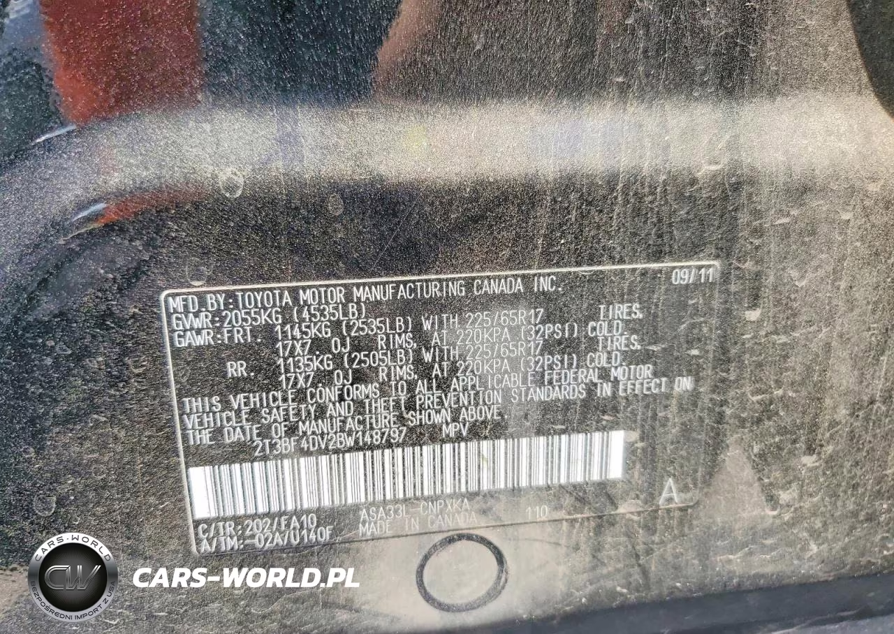 2011 Toyota Rav4 Base VIN:2T3BF4DV2BW148797 - 13