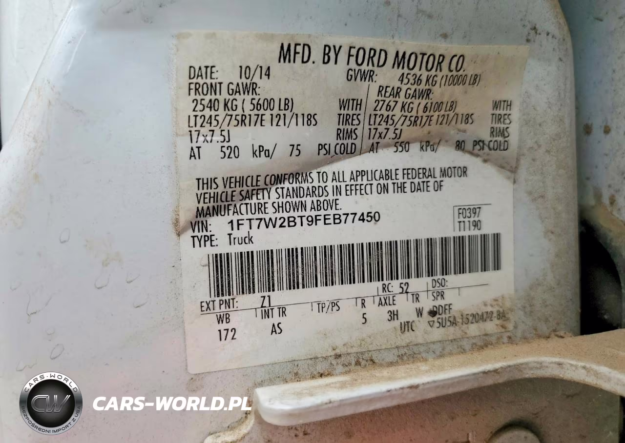 2015 Ford F250 Super Duty VIN:1FT7W2BT9FEB77450 - 12