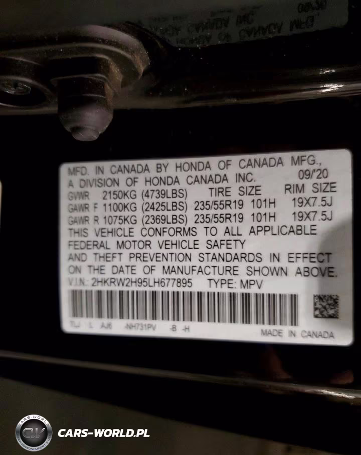 2020 Honda Cr-V Touring VIN:2HKRW2H95LH677895 - 13