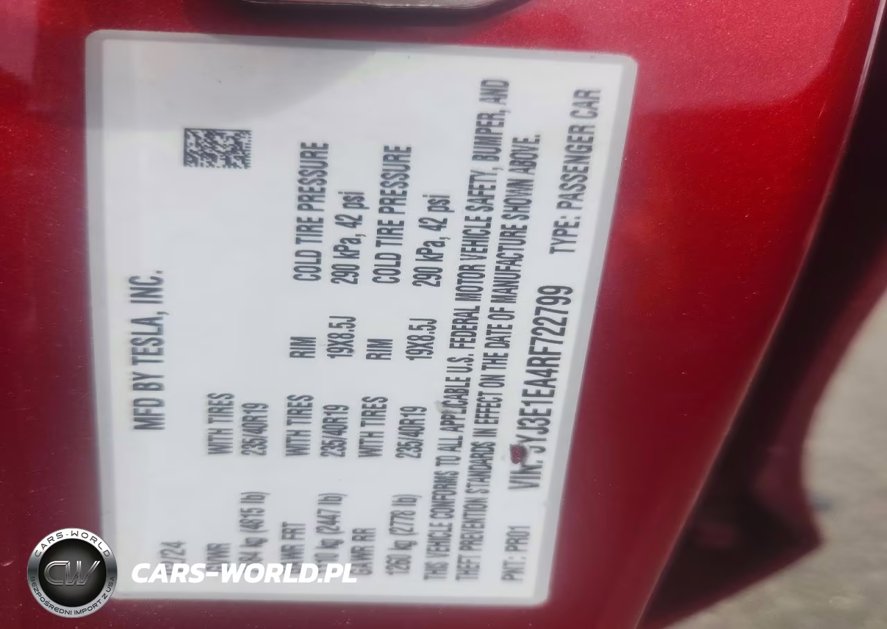 2024 Tesla Model 3 VIN:5YJ3E1EA4RF722799 - 12