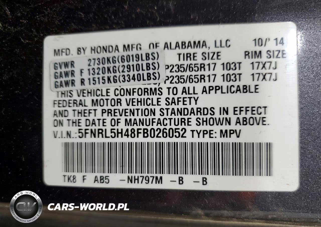 2015 Honda Odyssey Ex VIN:5FNRL5H48FB026052 - 14