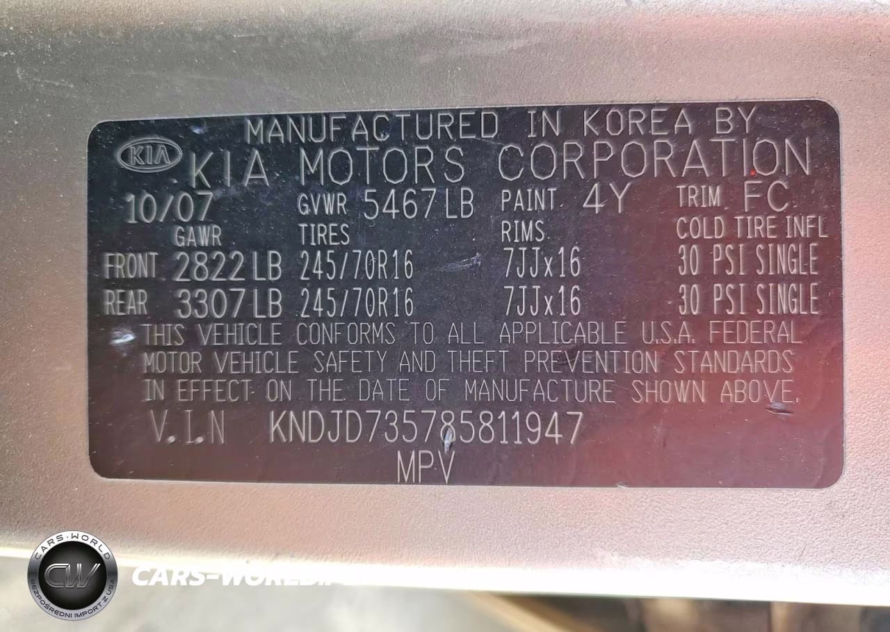2008 Kia Sorento Base VIN:KNDJD735785811947 - 13