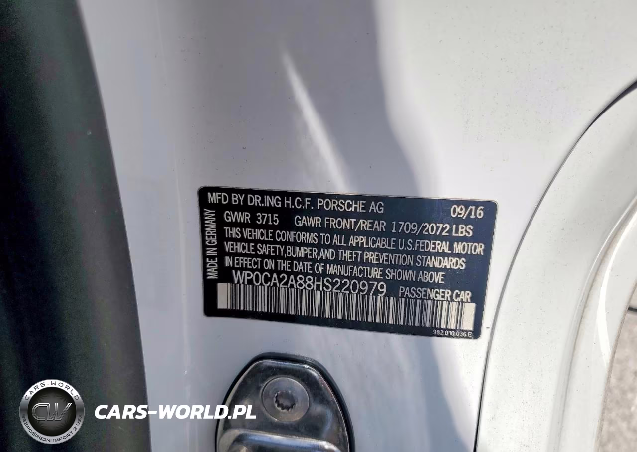 2017 Porsche Boxster VIN:WP0CA2A88HS220979 - 13